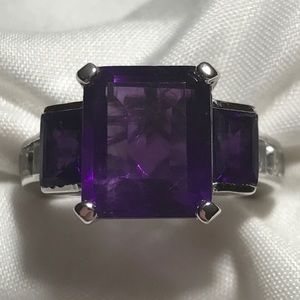 🌹Amethyst with White Topaz Ring Sz 6 & 7